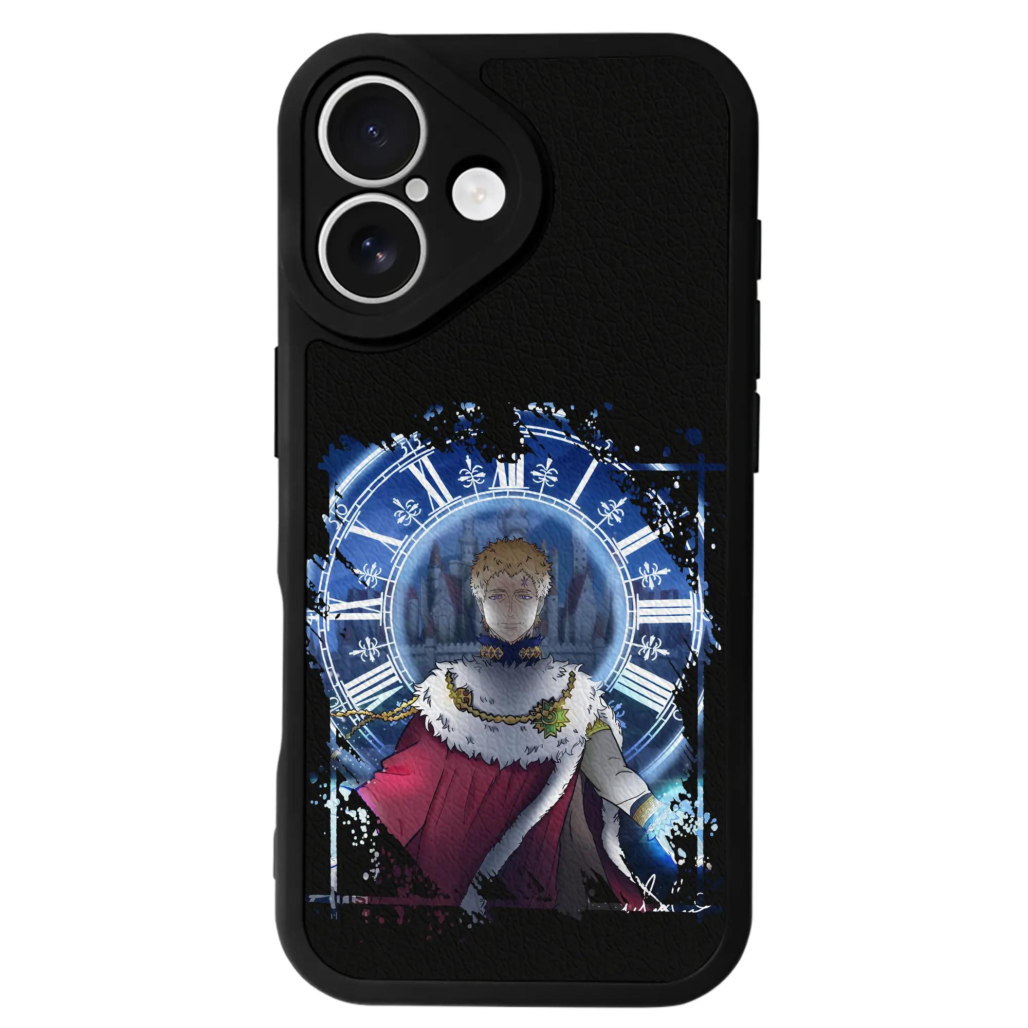 ブラッククローバー グッズ ユリウス・ノヴァクロノ - IPhone 16シリーズ対応 ・ シリコンスマホケース ・ レザー調 ・ 高精度フィット ・ 耐衝撃 ・ ワイヤレス充電対応 ・ 精密カット